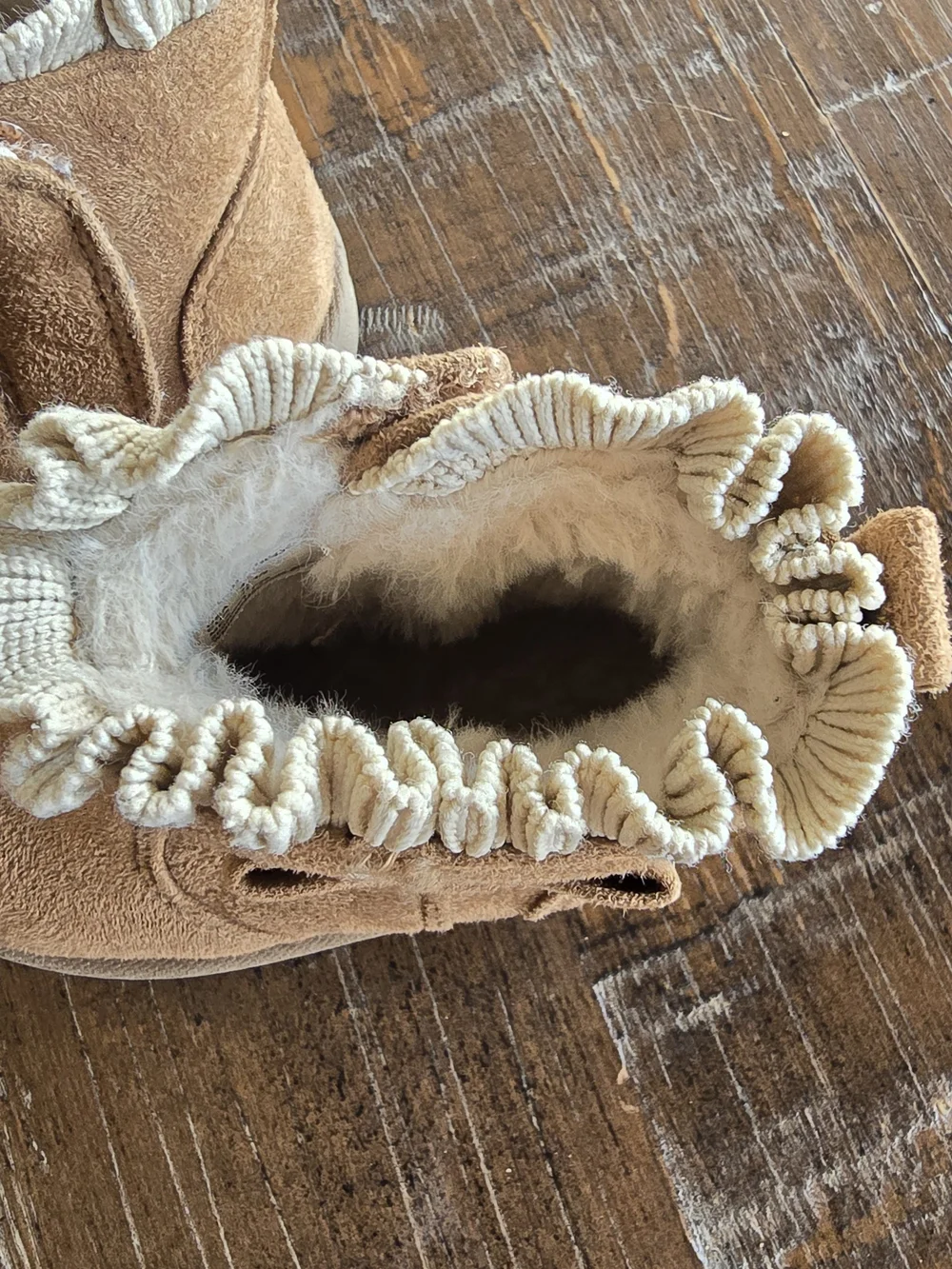 Toddler Faux Suede Ruffle Ankle Boots - Tan
